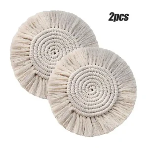 Macrame Handmade Woven Round Shape Cup Pads Coaster Use for Office and Hotel at Lowest Price